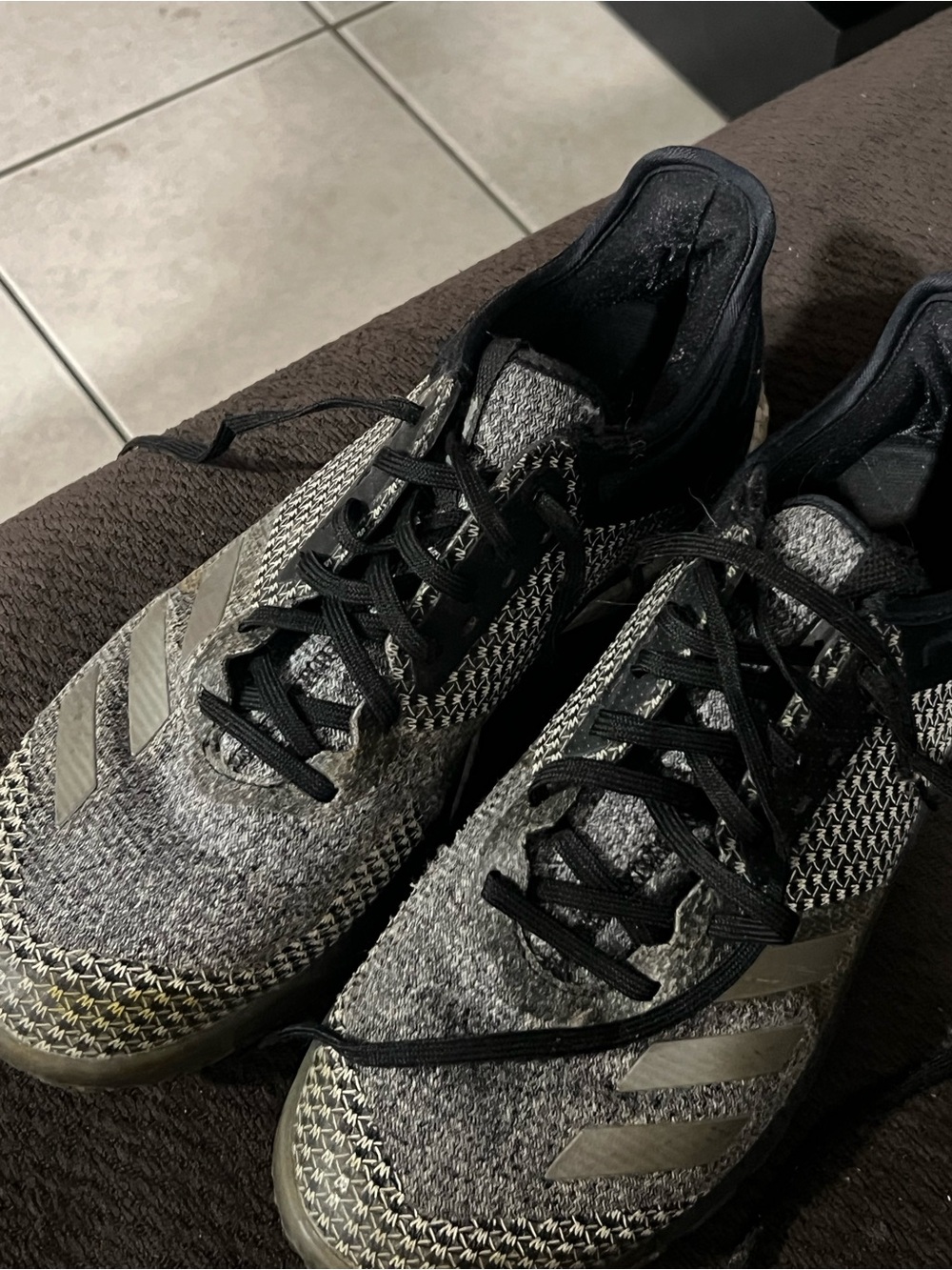 Woman’s Adidas Black and Gray Knit Athletic Shoes CrazyFlight X